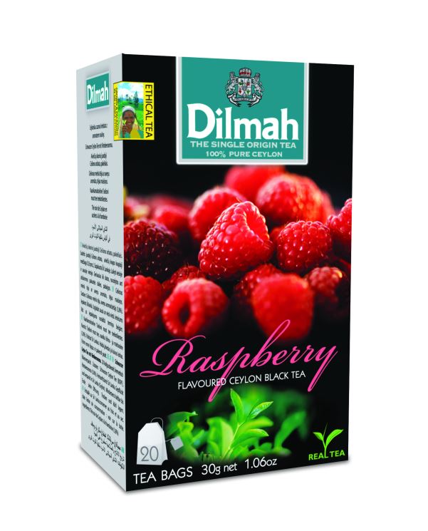 Dilmah Raspberry málna aromás fekete tea aromazáró dobozban 20*1,5g