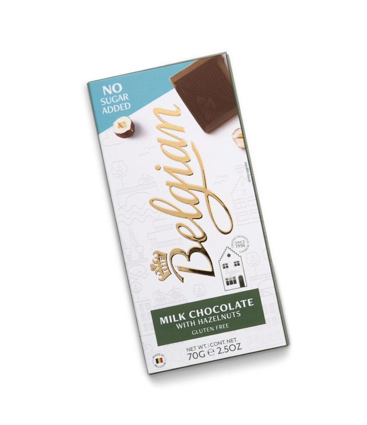Belgian Milk Hazelnut No Sugar mogyorós tejcsokoládé 70g