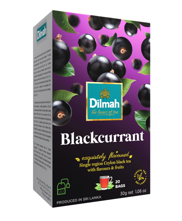 Dilmah Blackcurrant/Feketeribizli aromás fekete tea aromazáró dobozban 20*1,5g