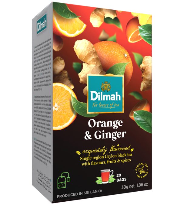 Dilmah Orange & Ginger narancs aromás fekete tea aromazáró dobozban 20*1,5g