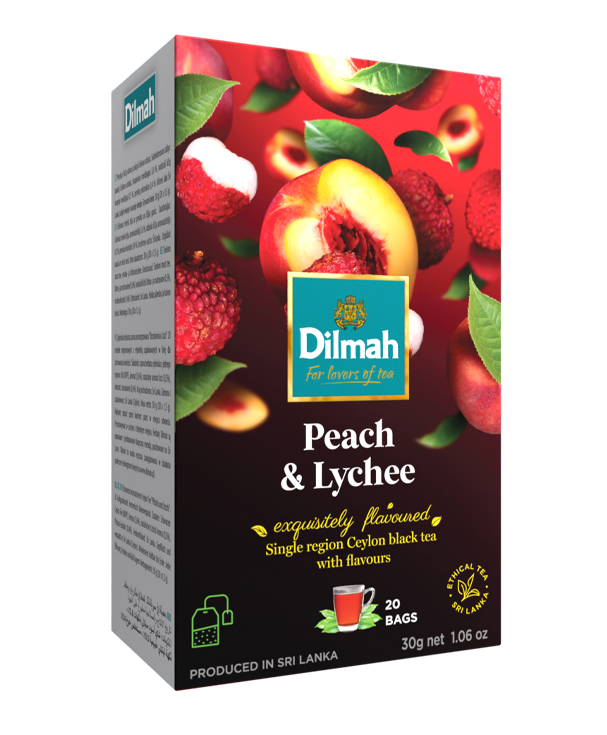 Dilmah Peach & Lychee/Barack & Lychee aromás fekete tea aromazáró dobozban 20*1,5g