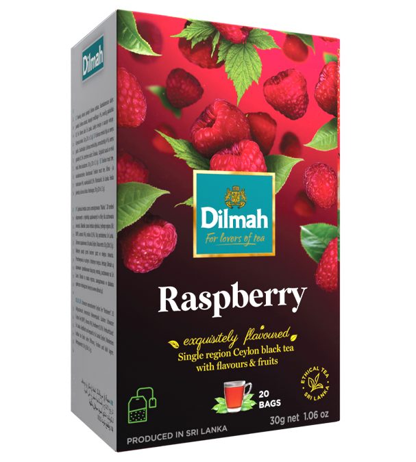 Dilmah Raspberry málna aromás fekete tea aromazáró dobozban 20*1,5g