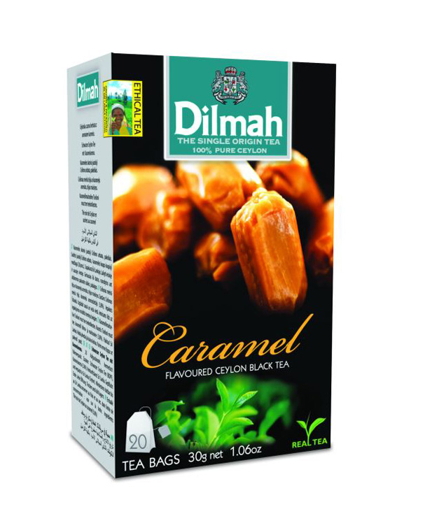 Dilmah Caramel aromás fekete tea aromazáró dobozban 20*1,5g