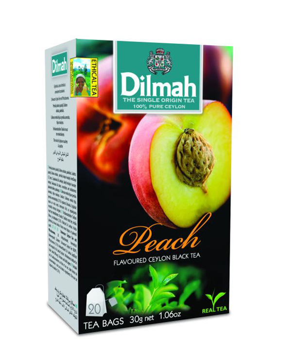 Dilmah Peach/Barack aromás fekete tea aromazáró dobozban 20*1,5g