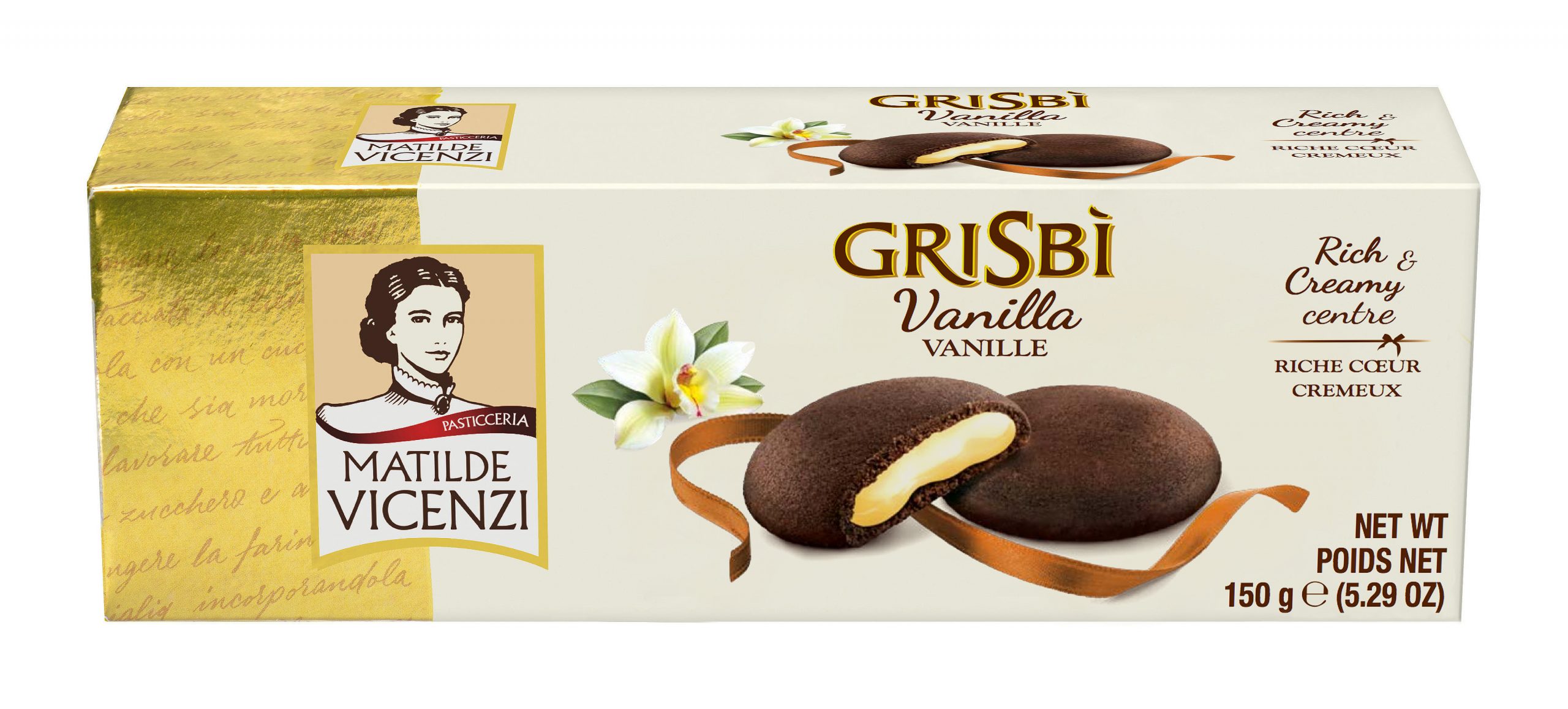 Grisbi French Vanilla vaníliakrémmel töltött keksz 150g