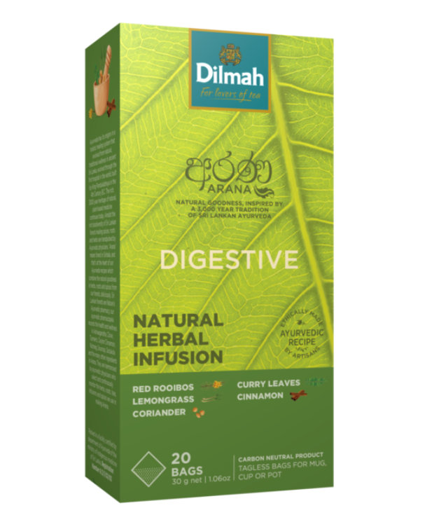 Dilmah Arana Digest rooibos tea fűszerekkel –  citromfű, fahéj, curry levelek és koriander 20×1,5g