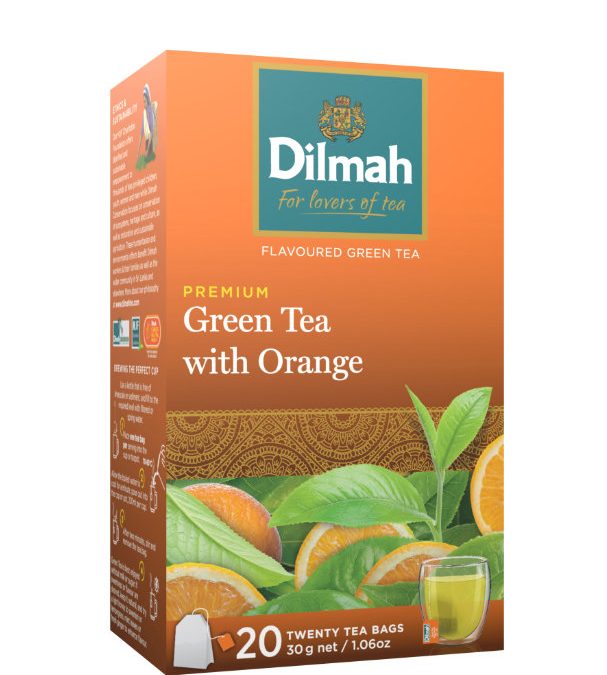 Dilmah Green Tea with Orange zöldtea aromazáró dobozban, 20×1,5g