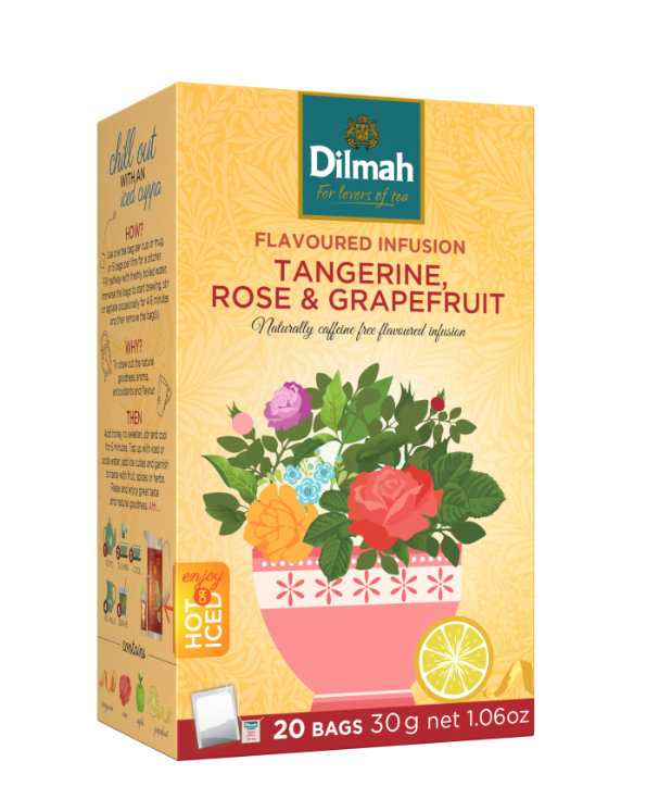 Dilmah Tangerine Rose & Grapefruit mandarin, rózsa és grapefruit ízesítésű filteres gyümölcstea 20×1,5g