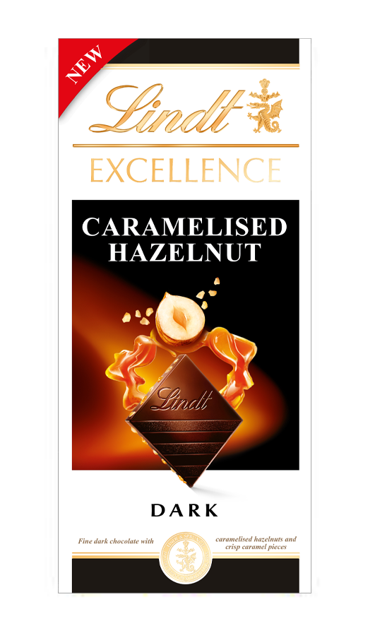 Lindt Excellence Caramelised Hazelnut mogyorós étcsokoládé 100g