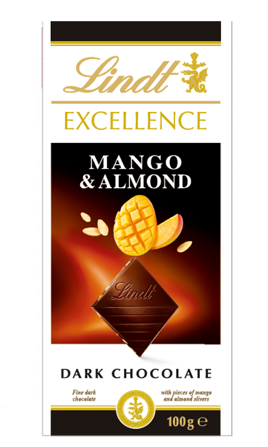 Lindt Excellence Mango&Almond mangós-mandulás étcsokoládé 100g