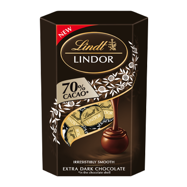 Lindt Lindor 70% Cacao étcsokoládé golyók díszdobozban 200g