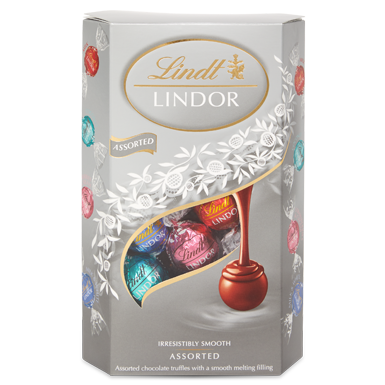 Lindt Lindor Assorted Silver vegyes csokoládé golyók díszdobozban 337g